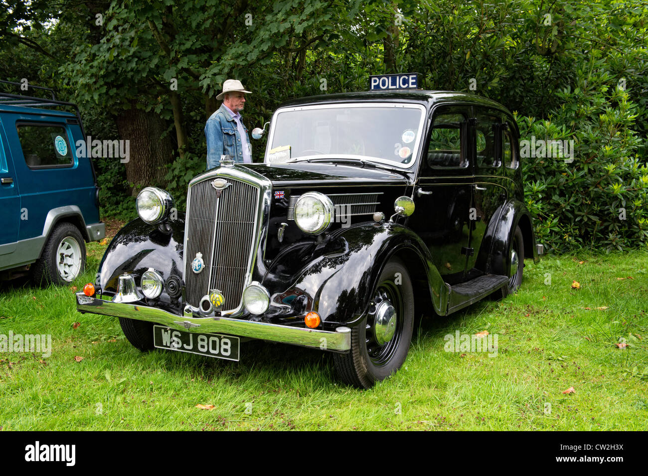 Classic vintage Wolseley Motor Car als Polizei Auto auf einem Oldtimertreffen bei Lytham Halle in Lytham, Lancashire verwendet Stockfoto