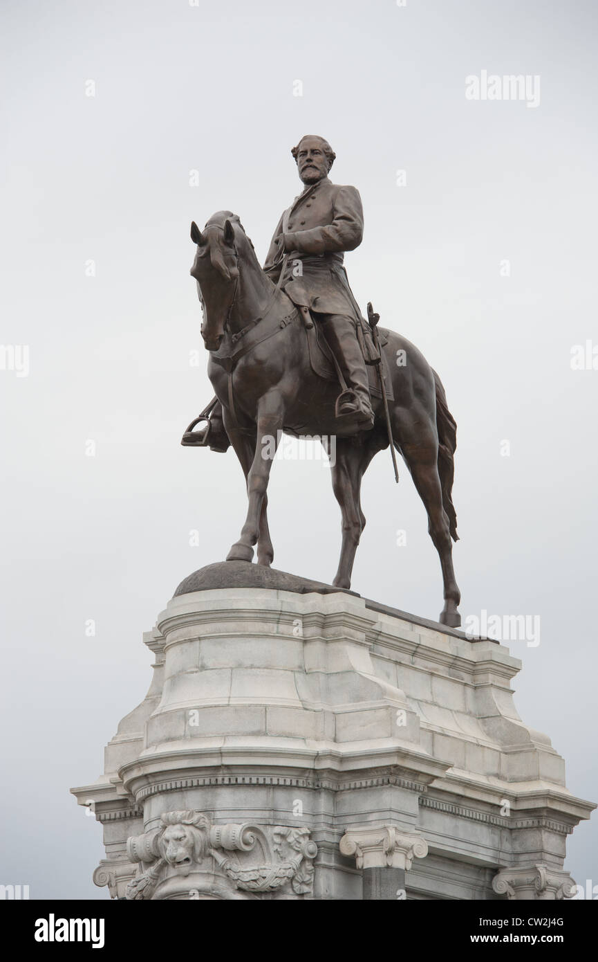 Statue des Kriegshelden auf Denkmal-Allee in Richmond Virginia Stockfoto