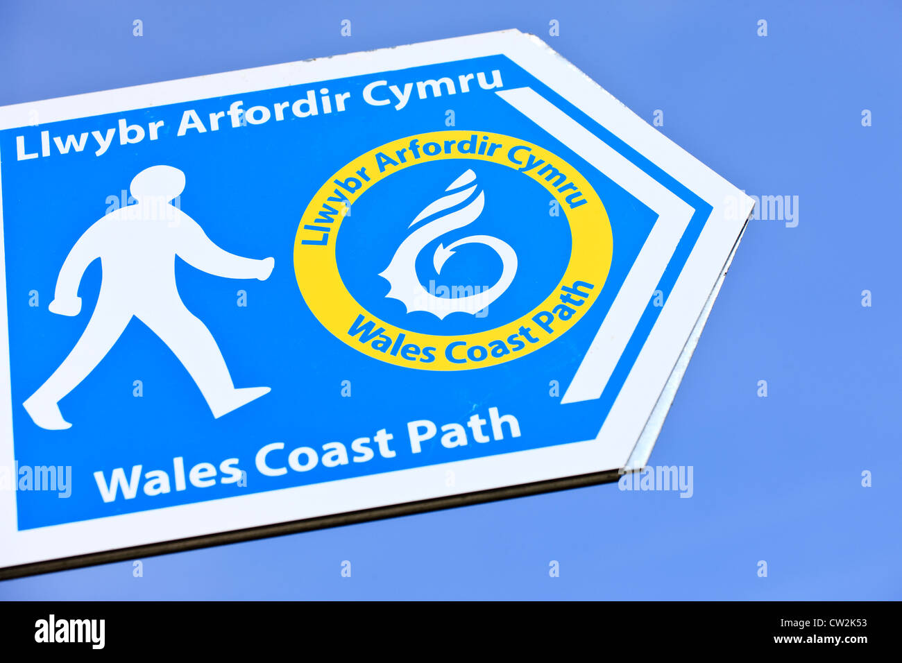 Llwybr Arfordir Cymru Wales Coast Path Zeichen Stockfoto