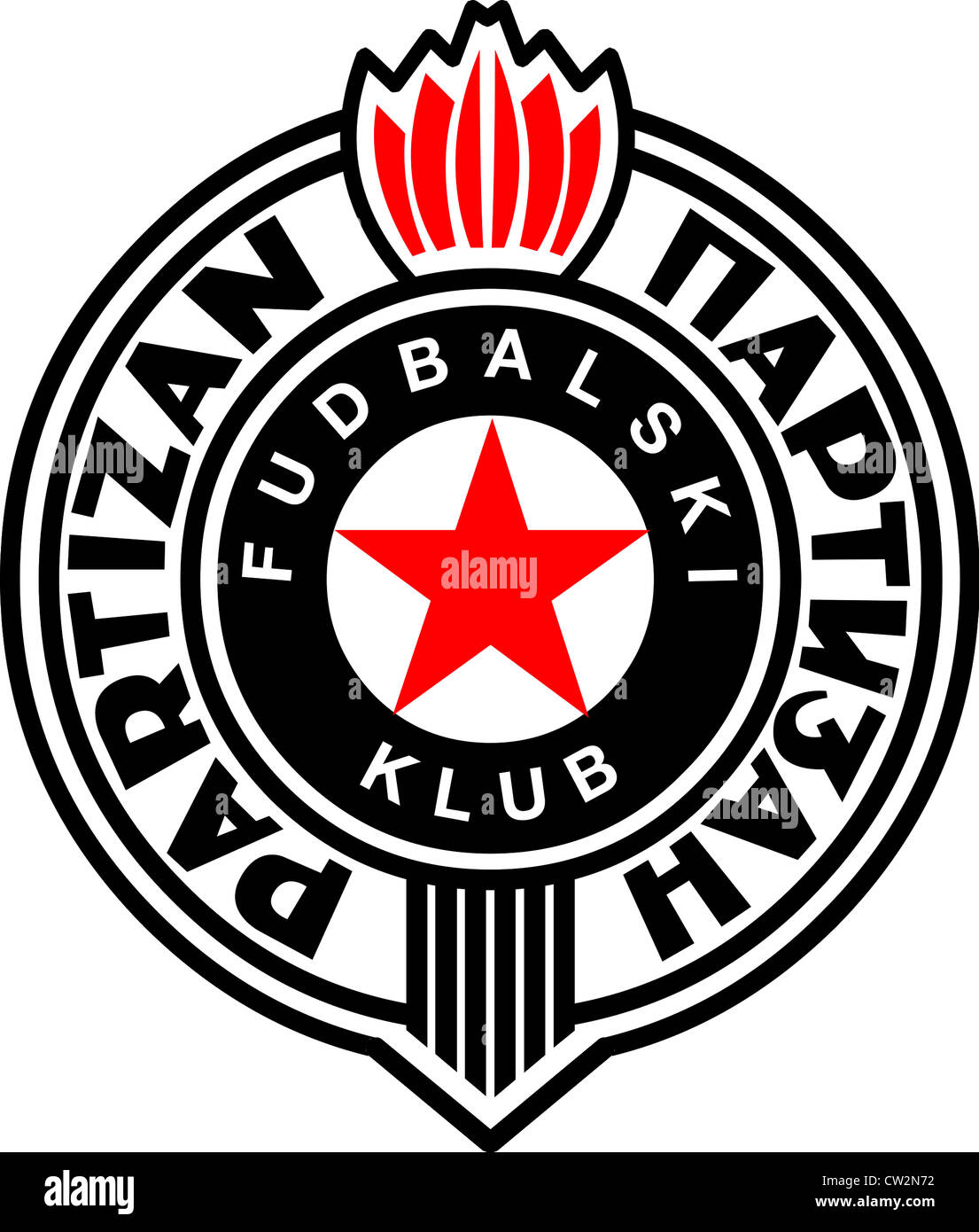 Logo der serbischen Fußball-Nationalmannschaft Partizan Belgrad. Stockfoto