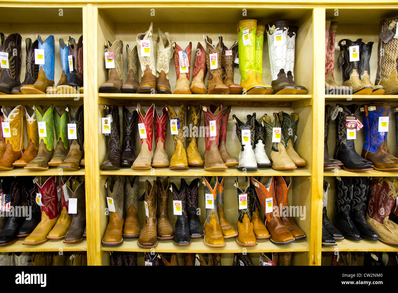Cowboy-Stiefel, Little Joe Stiefel im Viehhof City, Oklahoma City, OK, USA. Stockfoto
