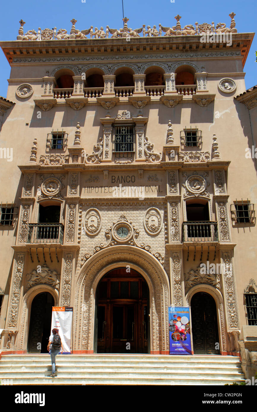 Mendoza Argentinien, Avenida Gutierrez, Banco Hipotecario Nacional, National Mortgage Bank, Banken, Gebäude, Fassade, spanische Renaissance-Architektur, Platere Stockfoto