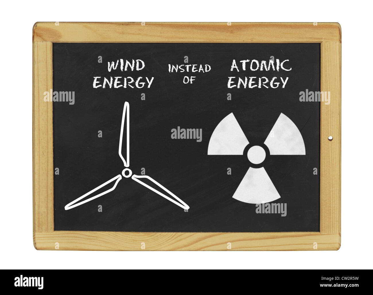 Tafel-Windenergie statt Atomenergie Stockfoto