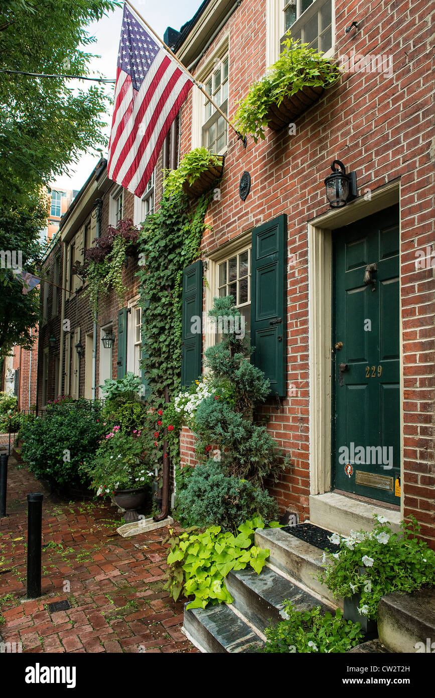 Stadthaus, Jessup Street, Old City, Philadelphia, Pennsylvania, USA Stockfoto