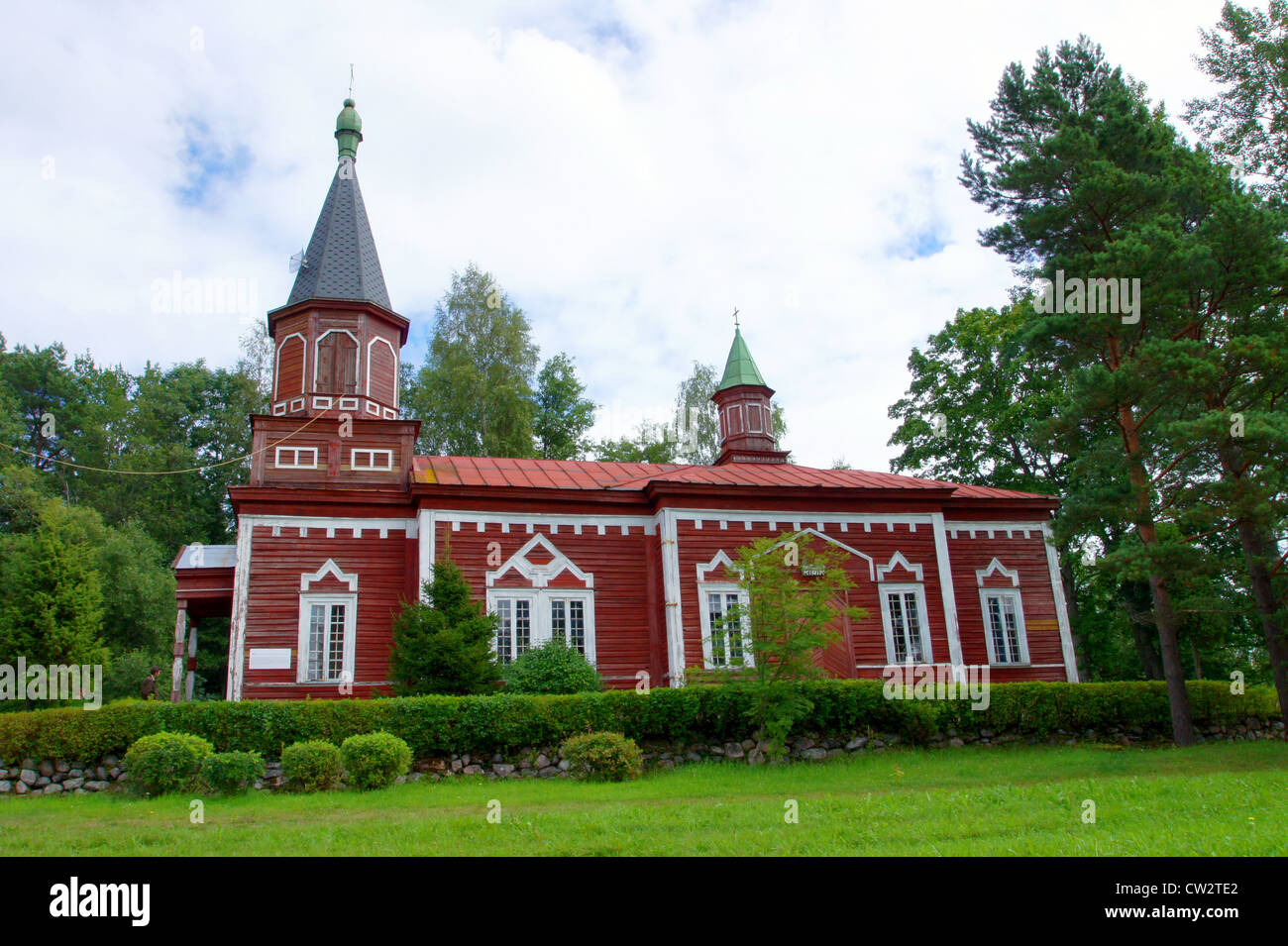 Hölzerne Neuapostolische Kirche in den Westen von Estland Stockfoto