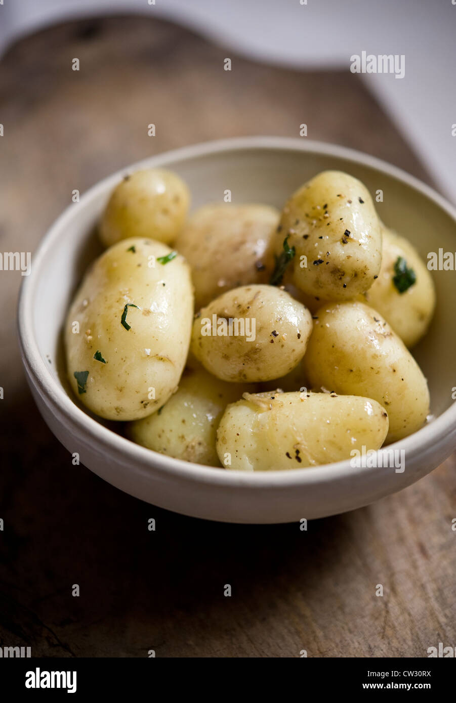 Jersey Royal Kartoffeln Stockfoto
