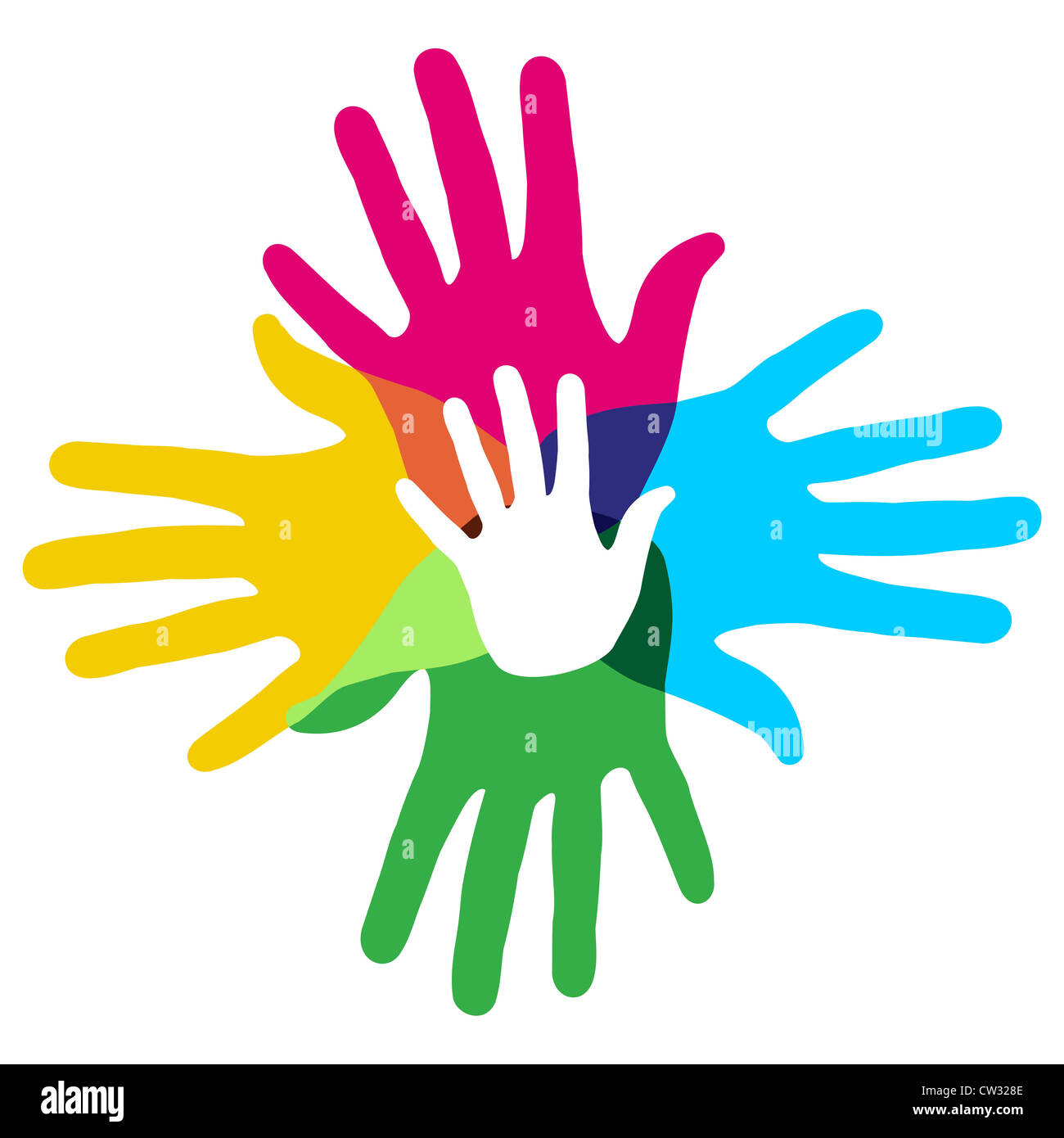 Multicolor kreative Vielfalt Hände Symbol. Vektor-Illustration für einfache Handhabung und individuelle Färbung geschichtet. Stockfoto