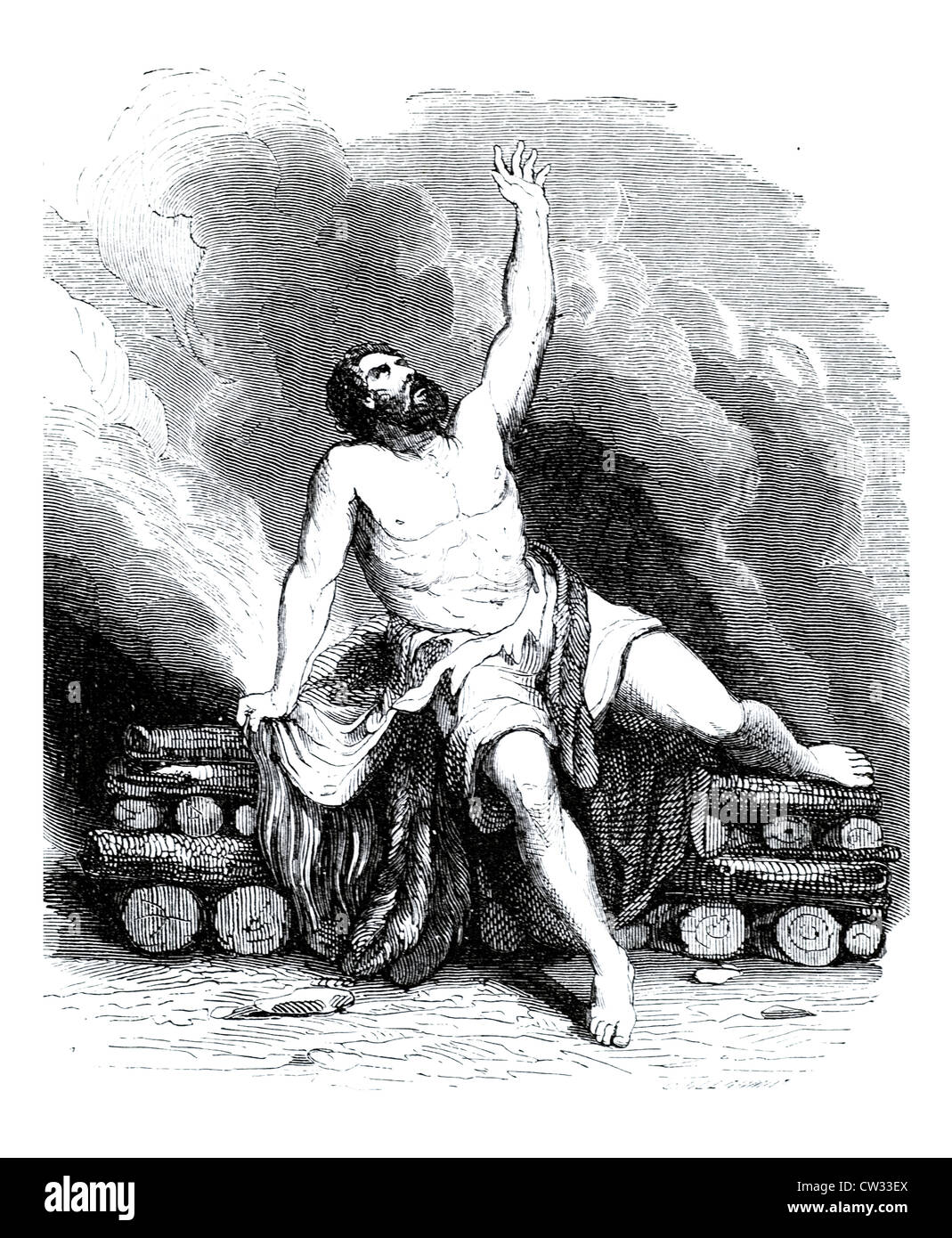 Hercules auf dem Scheiterhaufen Stockfoto