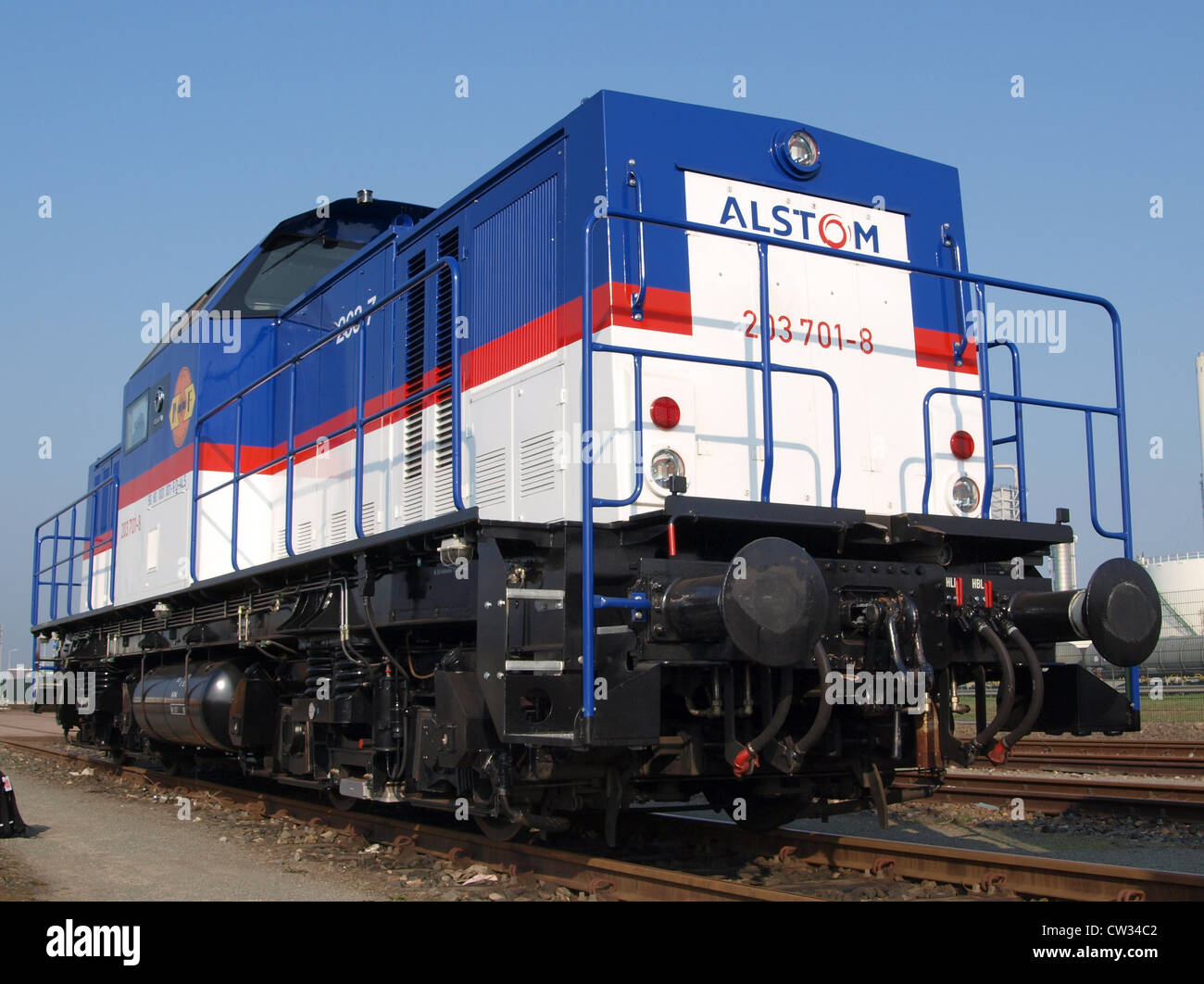 Haspel Fütterung Alstom 203 701-8-Diesel-Zug im Hafen von Rotterdam Stockfoto