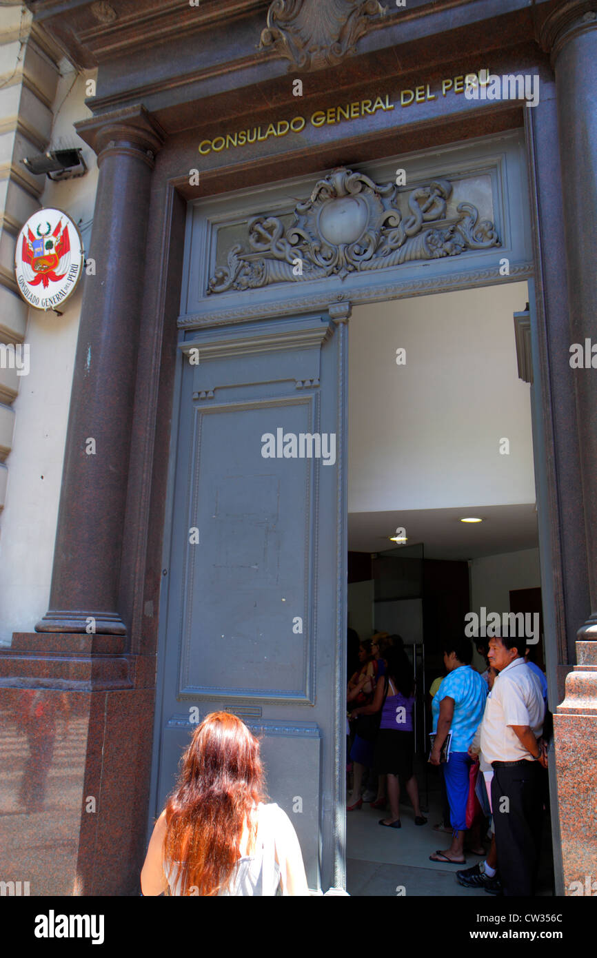 Buenos Aires Argentinien, Avenida de Mayo, Gebäude, Eingang, offene Tür, peruanisches Generalkonsulat, Vertreter der ausländischen Regierung, offizielle Geschäfte, Hisp Stockfoto