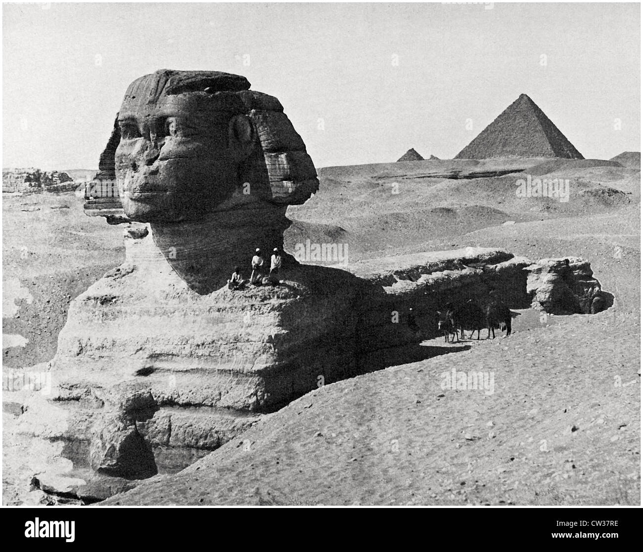 Sphinx vor der Chephren-Pyramide Stockfoto