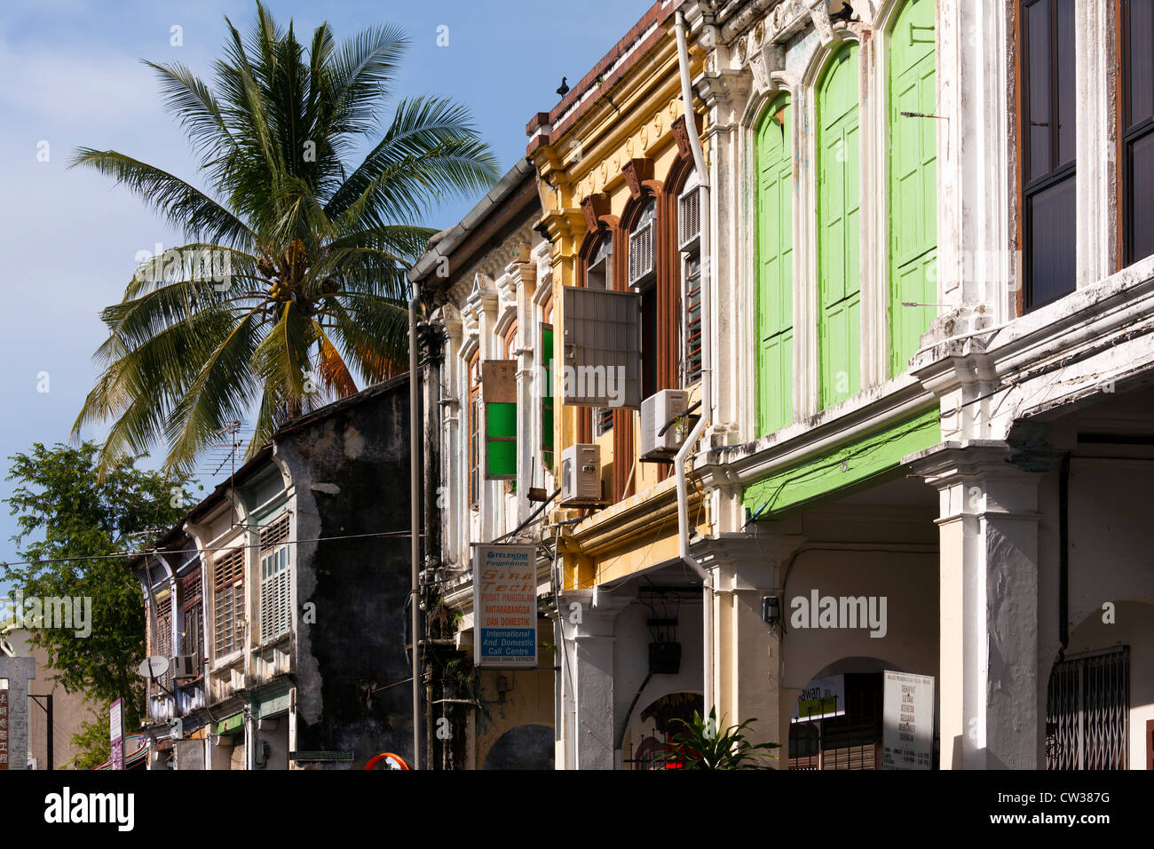 Typische Street, George Town, Penang, Malaysia Stockfoto
