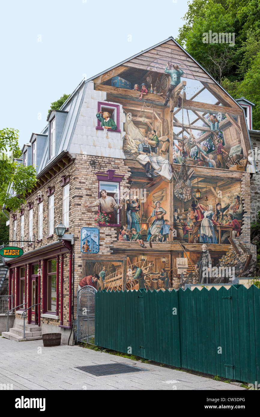 Fresque du Petit Champlain, Quebec City Stockfoto