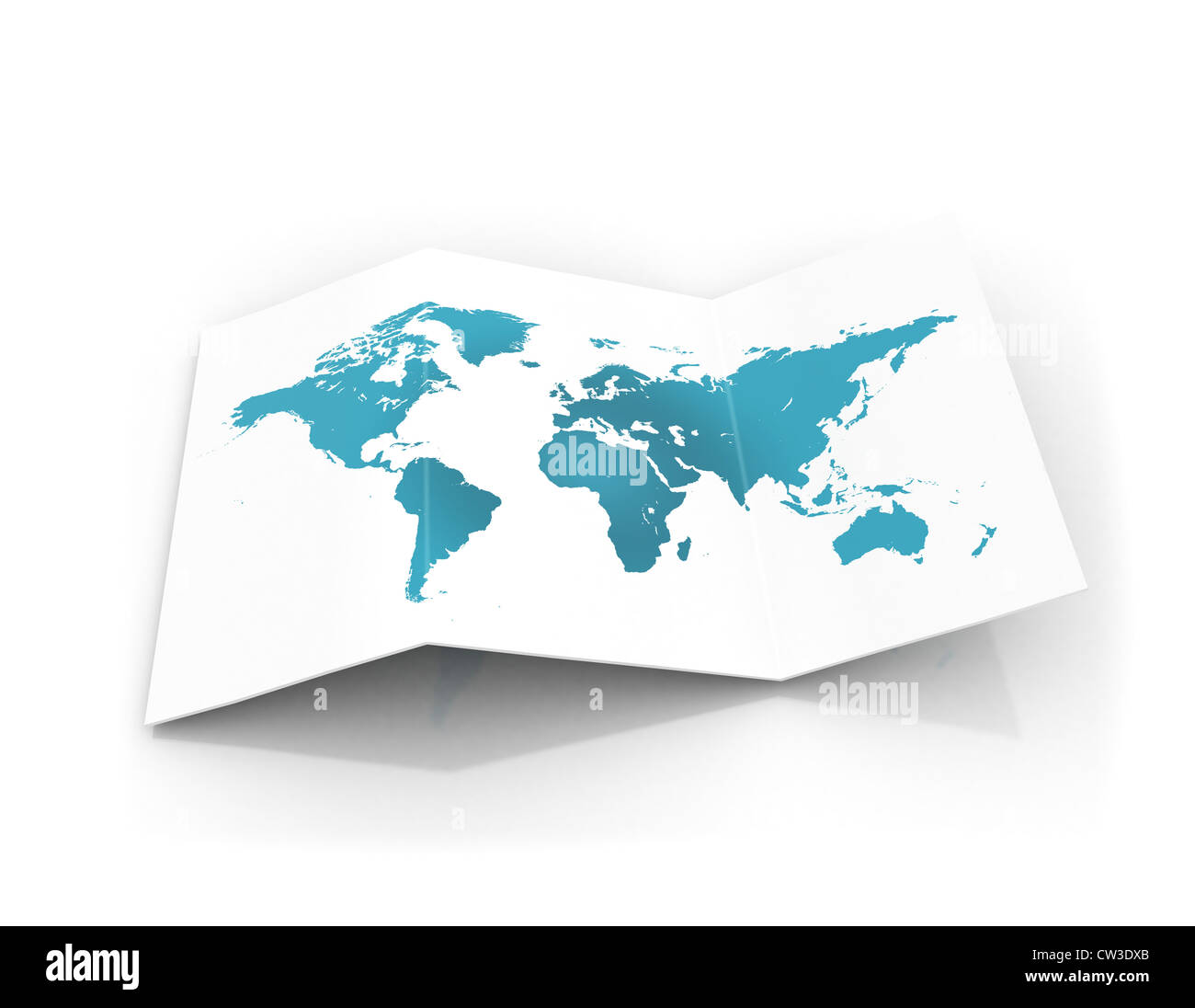 Weltkarte auf einem Stück Pappe Stockfoto