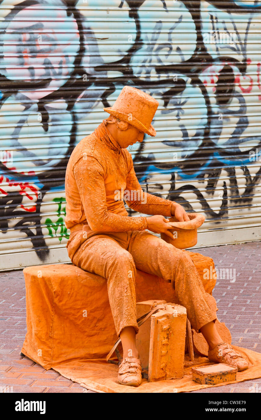 Ein Pantomime auf der Straße in Palma De Mallorca, Spanien. Stockfoto