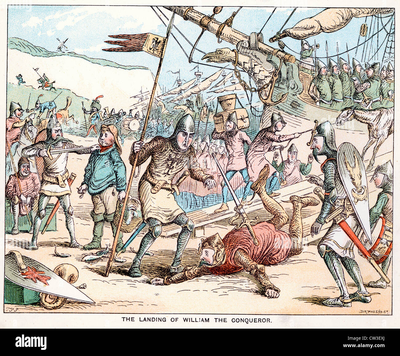 Comic-Skizze von T S selbst zeigt der Landung von William den Eroberer im Jahre 1066 Stockfoto