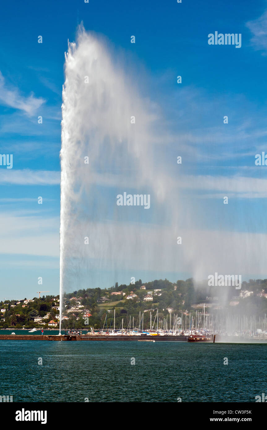 Jet d ' Eau Wasser Brunnen, Genfer See, Genf, Schweiz Stockfoto
