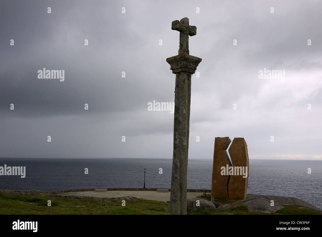 Denkmal für das Prestige-Öl verschütten in Muxia, Galicien, Spanien. Stockfoto