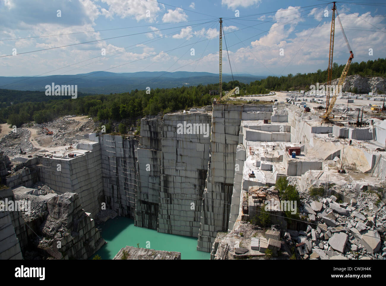 Graniteville, Vermont - The Rock of Ages Corporation Granitsteinbruch. Stockfoto