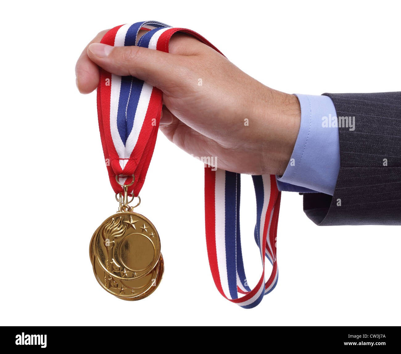 Geschäftsmann Betrieb gold Medaille Stockfoto