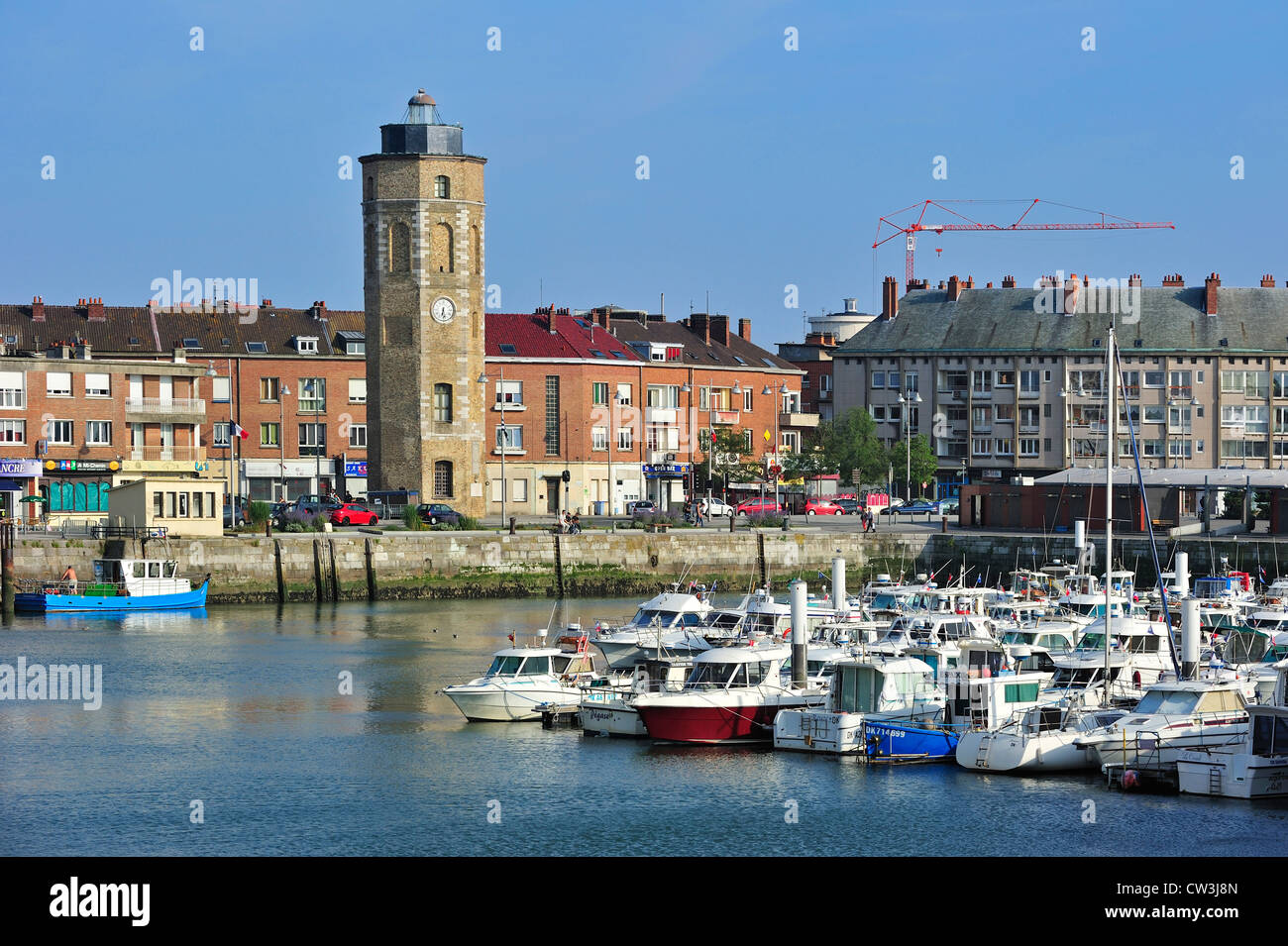 Die Tour du Leughenaer / Lügners Turm im Hafen von Dünkirchen / Dunkerque, Nord-Pas-de-Calais, Frankreich Stockfoto