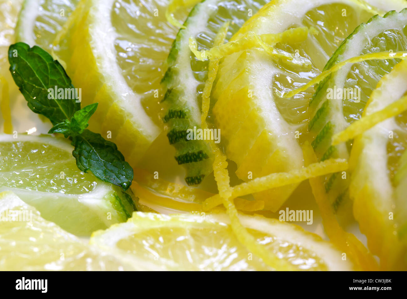 Zitronen und Limetten Scheiben Stockfoto