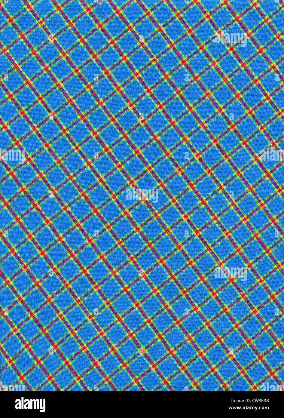 Blau gelbe und rote diagonale karierten Stoff Textilhintergrund. Stockfoto Blau gelbe und rote diagonale karierten Stoff Textilhintergrund. Stockfoto