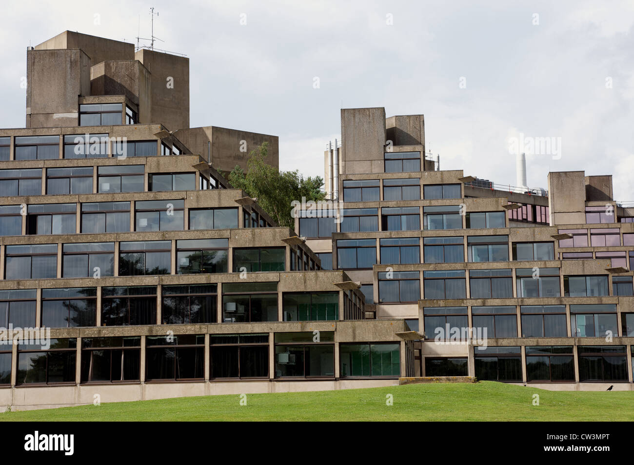 Studentisches Wohnen als Zikkurats Gebäude, University of East Anglia, Norwich, Norfolk, Großbritannien kennen. Stockfoto
