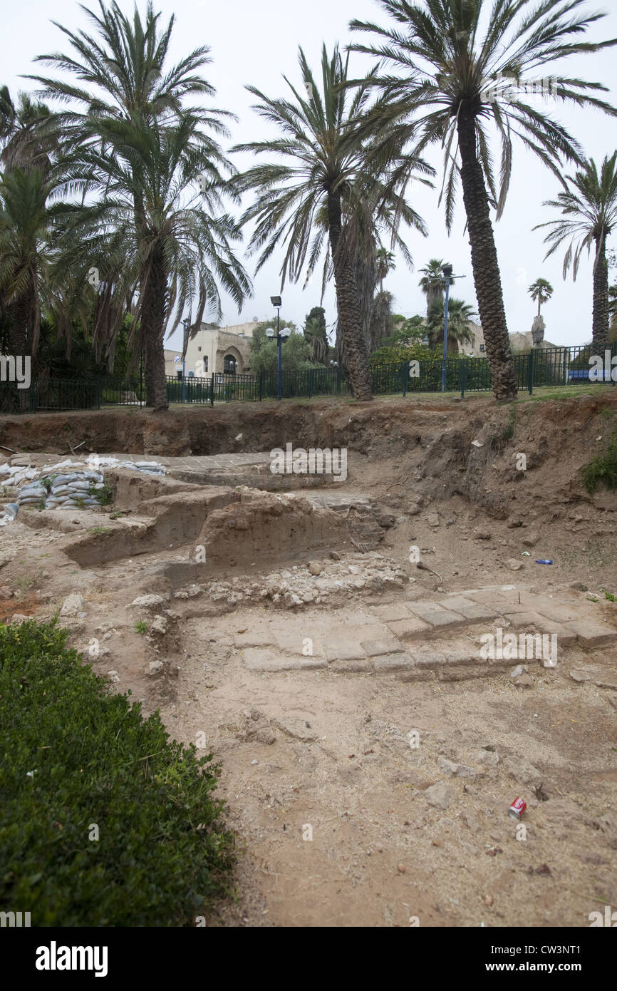 Späte Bronzezeit archäologische Stätte, Erdhügel Tel Yafo (alte Jaffa), Israel Stockfoto