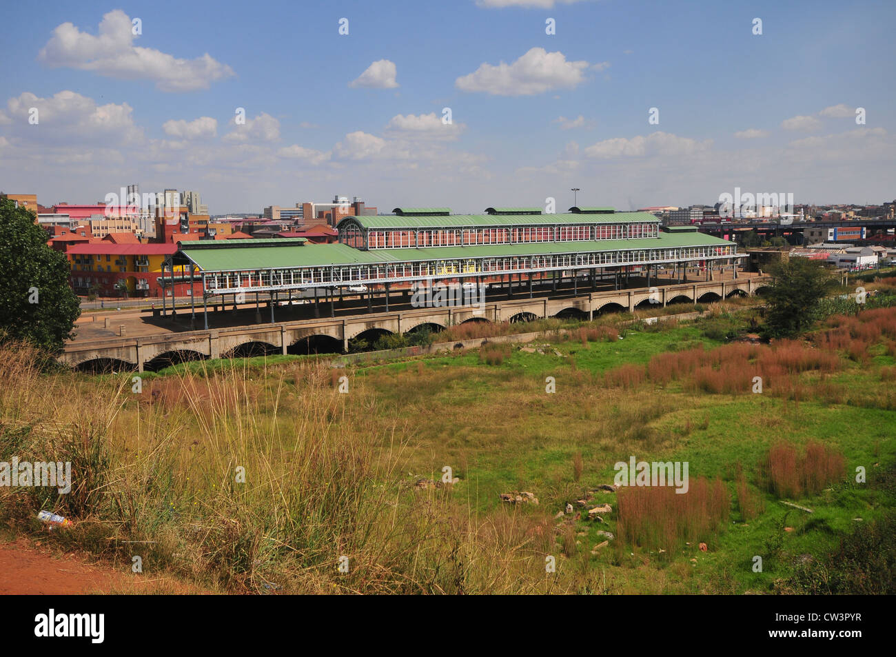 Der alte Park Station, ursprünglich errichtet in Johannesburg im Jahr 1897. Metall und Glas Schale des jetzt verfallene Station. Stockfoto