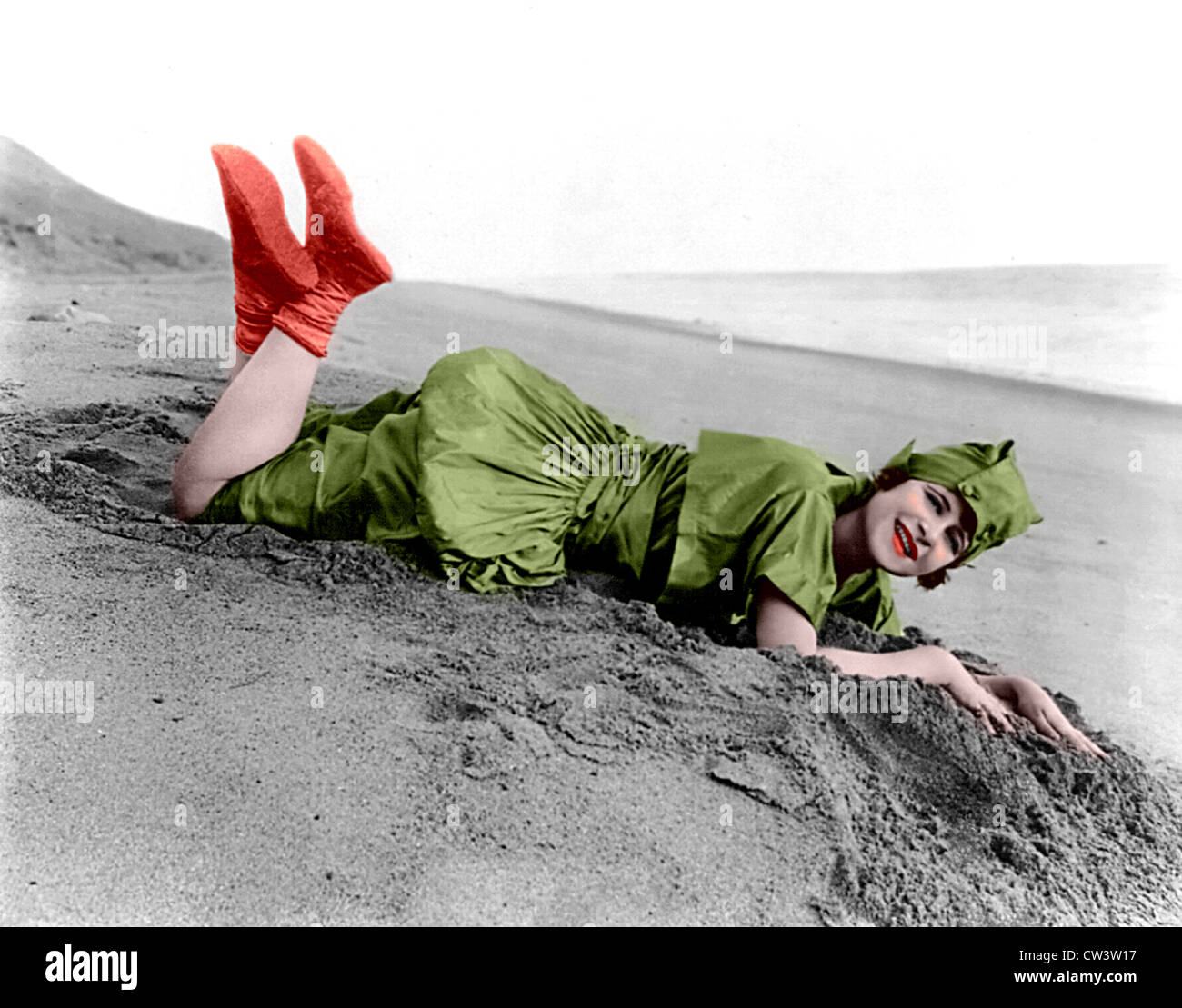 Frau im sand Stockfoto