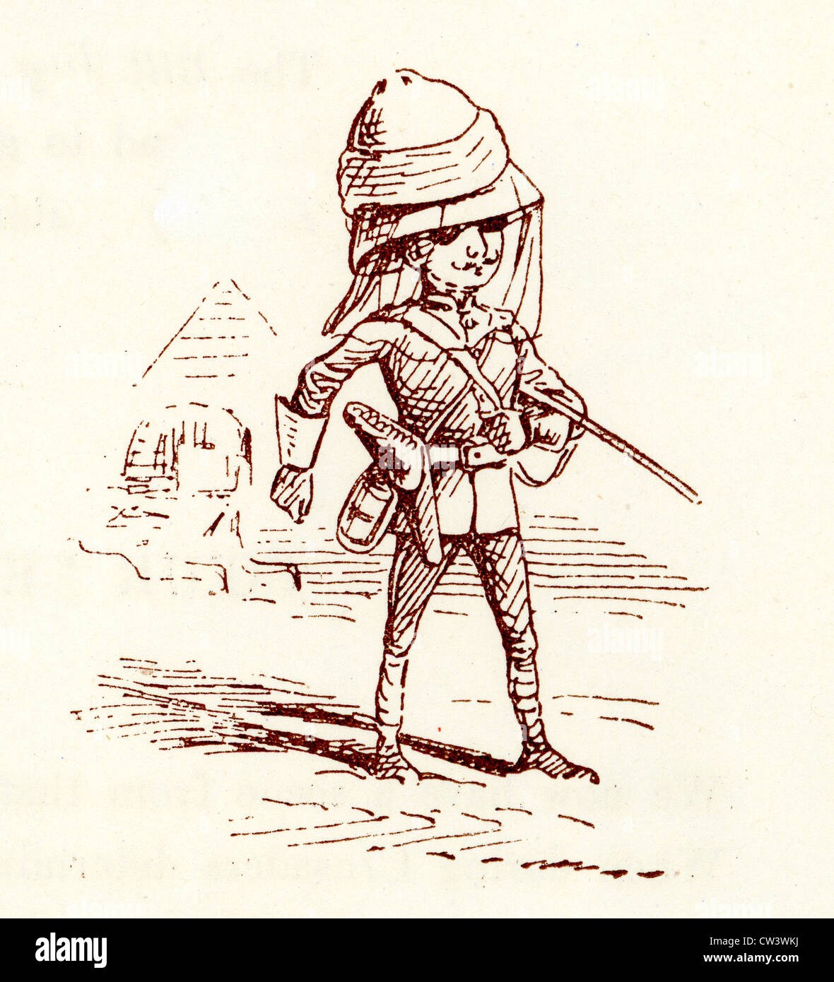 Comic-Skizze von T S selbst zeigt ein britischer Offizier in Ägypten Stockfoto