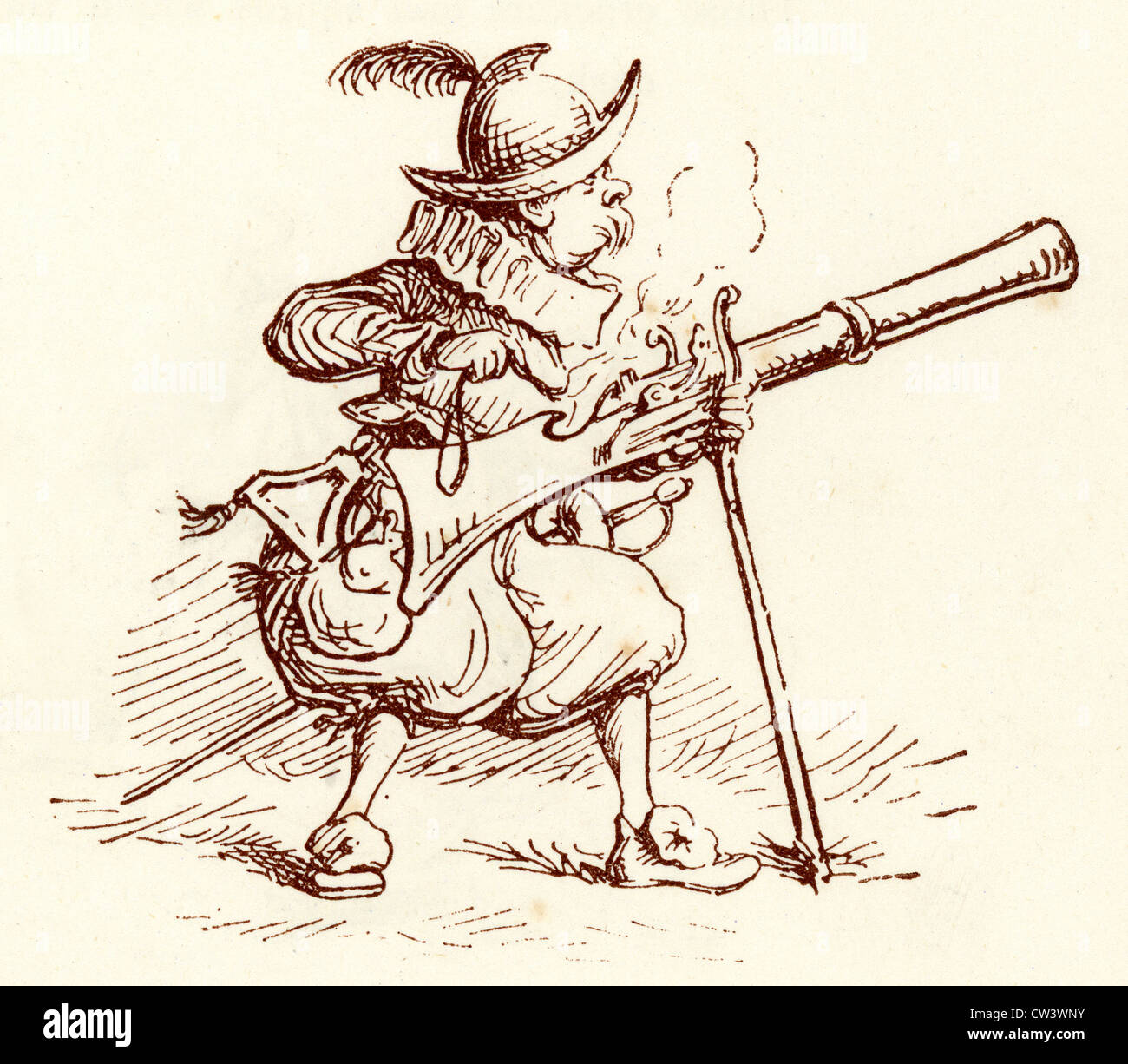 Comic-Skizze von T S selbst zeigt ein Musketier Stockfoto