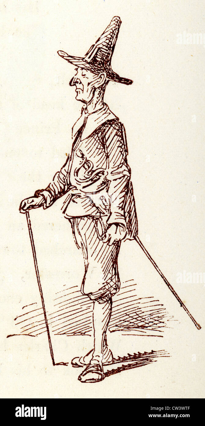 Comic-Skizze von T S selbst zeigt ein Puritaner aus der Zeit des englischen Bürgerkrieges Stockfoto