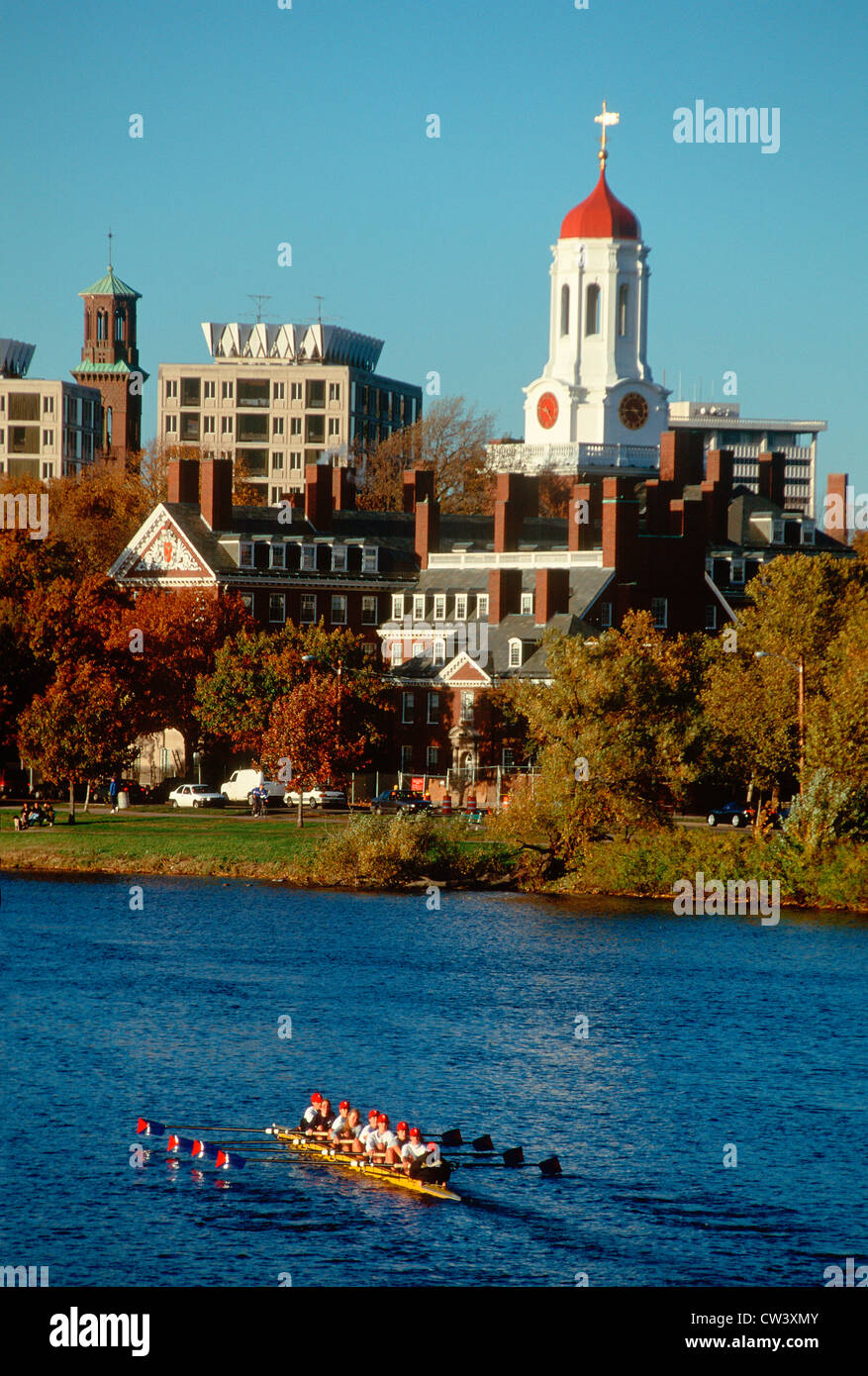 Harvard University Rudern Crew bei der Herbst-Regatta in Cambridge, Massachusetts Stockfoto