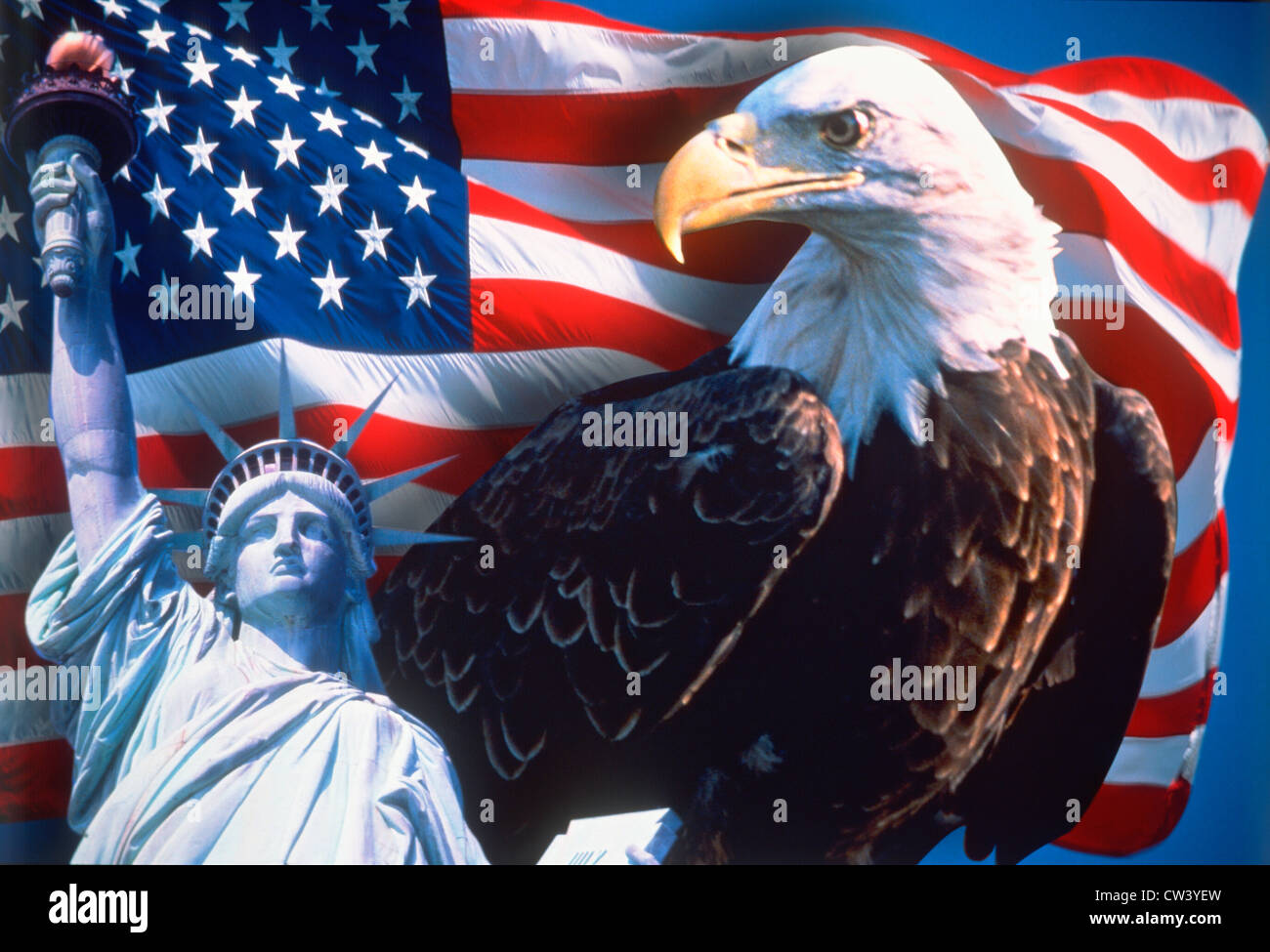 Digitale Collage: Amerikanische Ikonen Stockfoto