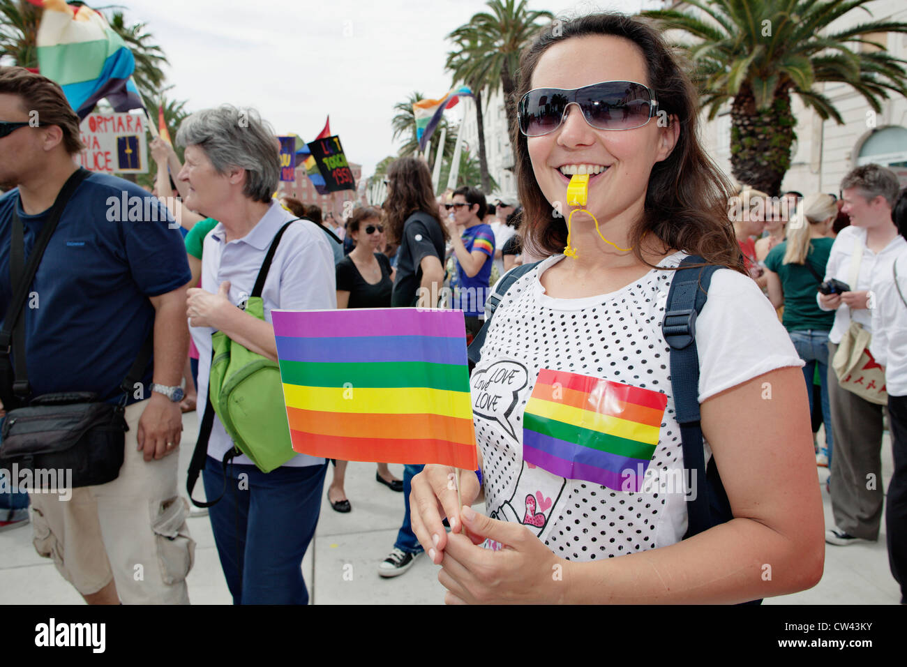 Gay Pride (gay-Parade) im Juni 2012 in Split, Dalmatien, Kroatien Stockfoto