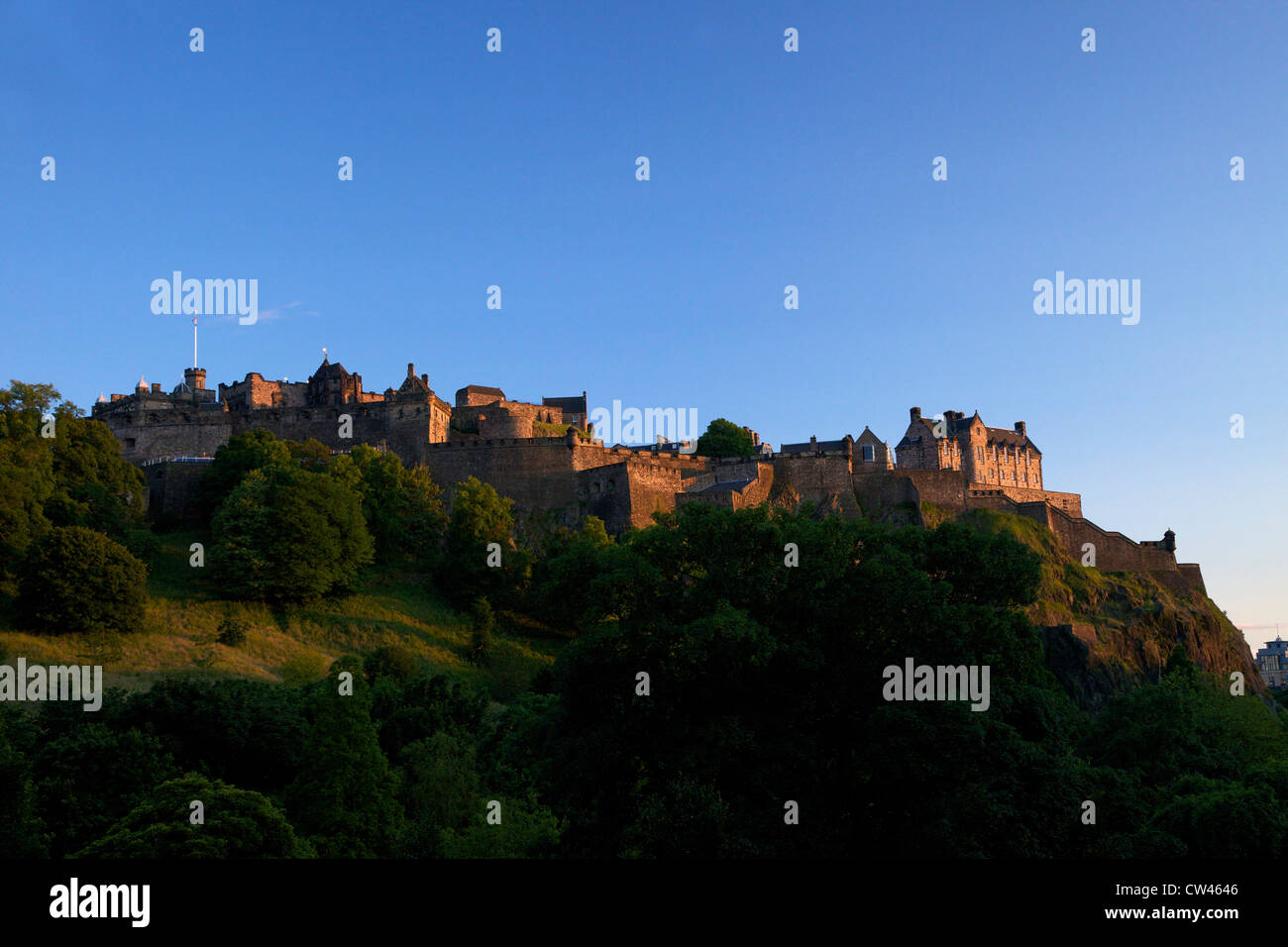 Edinburgh Castle am Abend Sonnenschein im Sommer, Edinburgh, Schottland, UK, GB, Großbritannien Stockfoto