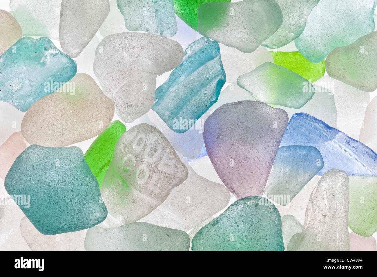 Studioaufnahme von Strand Glas Stockfoto