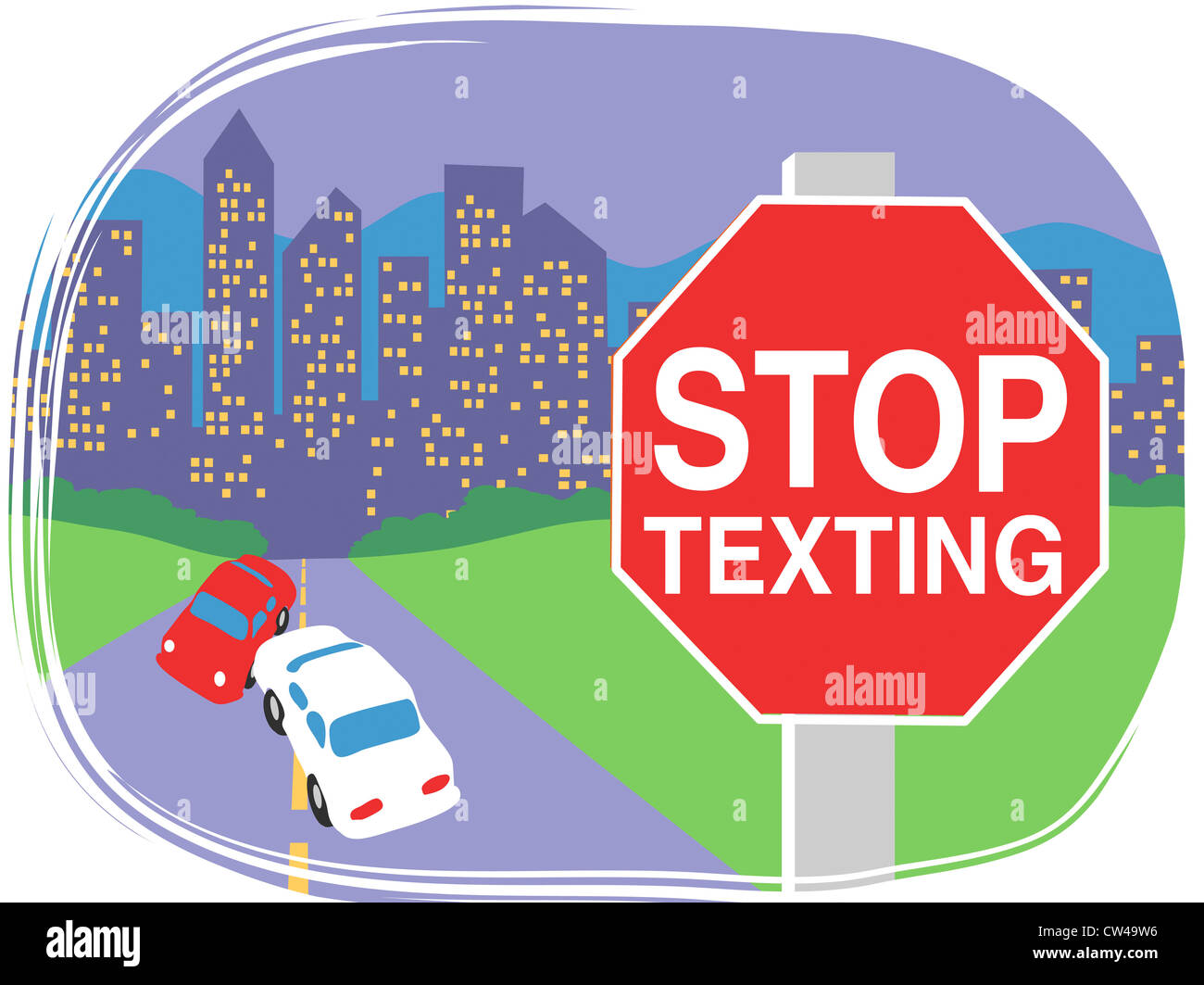 SMS, Illustration zu stoppen Stockfoto