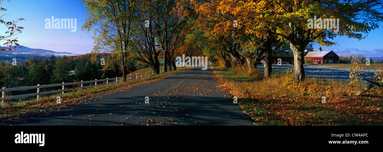 Vermont Landstraße im Herbst Stockfoto