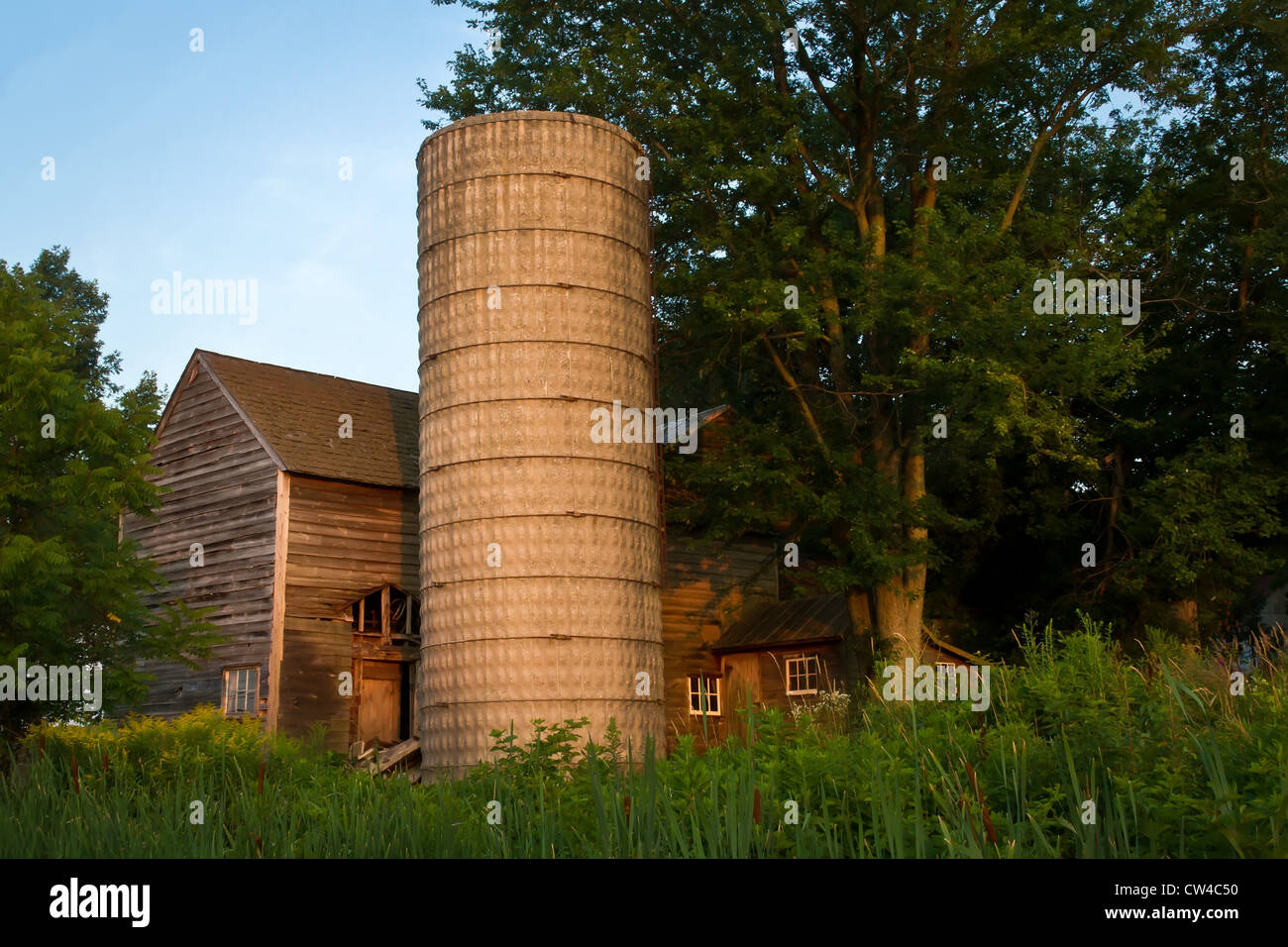 Alte Gebäude und silo Stockfoto