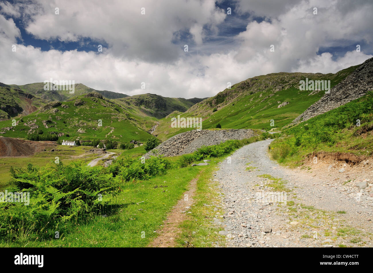 Kupferbergwerke Tal im Sommer in der Nähe von Coniston im englischen Lake District Stockfoto