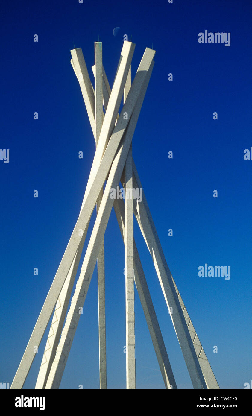 Skulptur aus Beton Tipi in SD Rastplatz Stockfoto