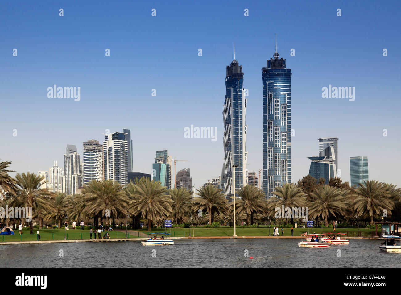 3531. downtown Dubai von Safa Park, Dubai, Vereinigte Arabische Emirate. Stockfoto