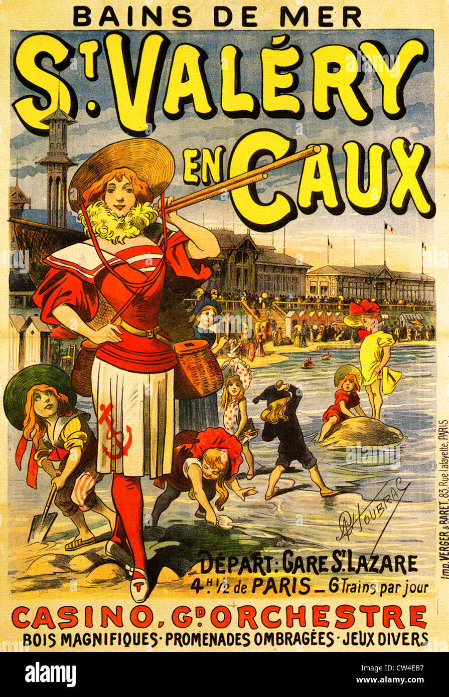 FRANZÖSISCHE Badeort St. Valery en Caux auf einem Plakat ca. 1895 Stockfoto