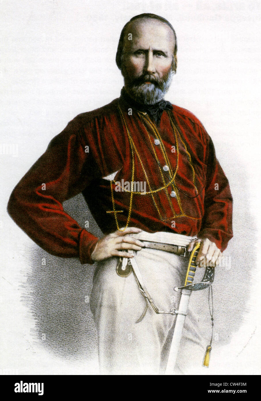 GIUSEPPE GARIBALDI (1807-1882), italienischer General und Politiker. 1861 Gravur zeigt seine Unterschrift roten Hemd Stockfoto