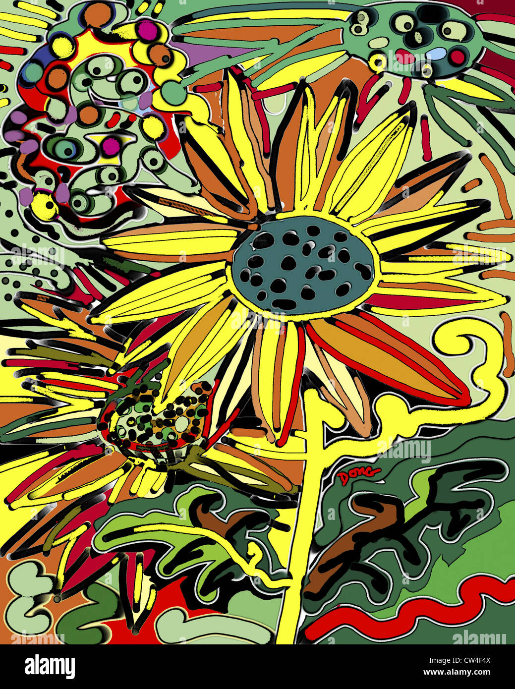 Sonnenblumen 2002 Diana Ong (b.1940 chinesisch-amerikanischen) Computergrafik Stockfoto