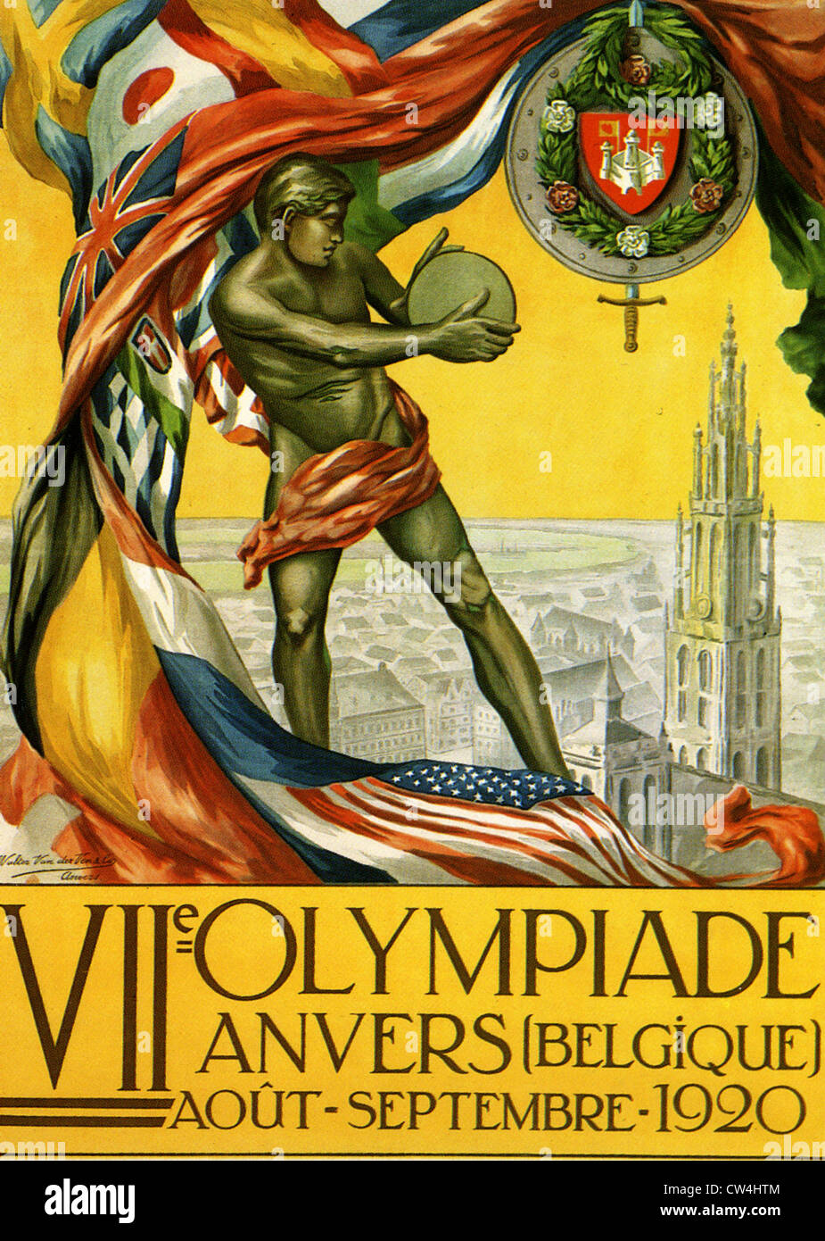 1920 Olympischen Spiele Plakatwerbung VII Spiele in Antwerpen, Belgien Stockfoto