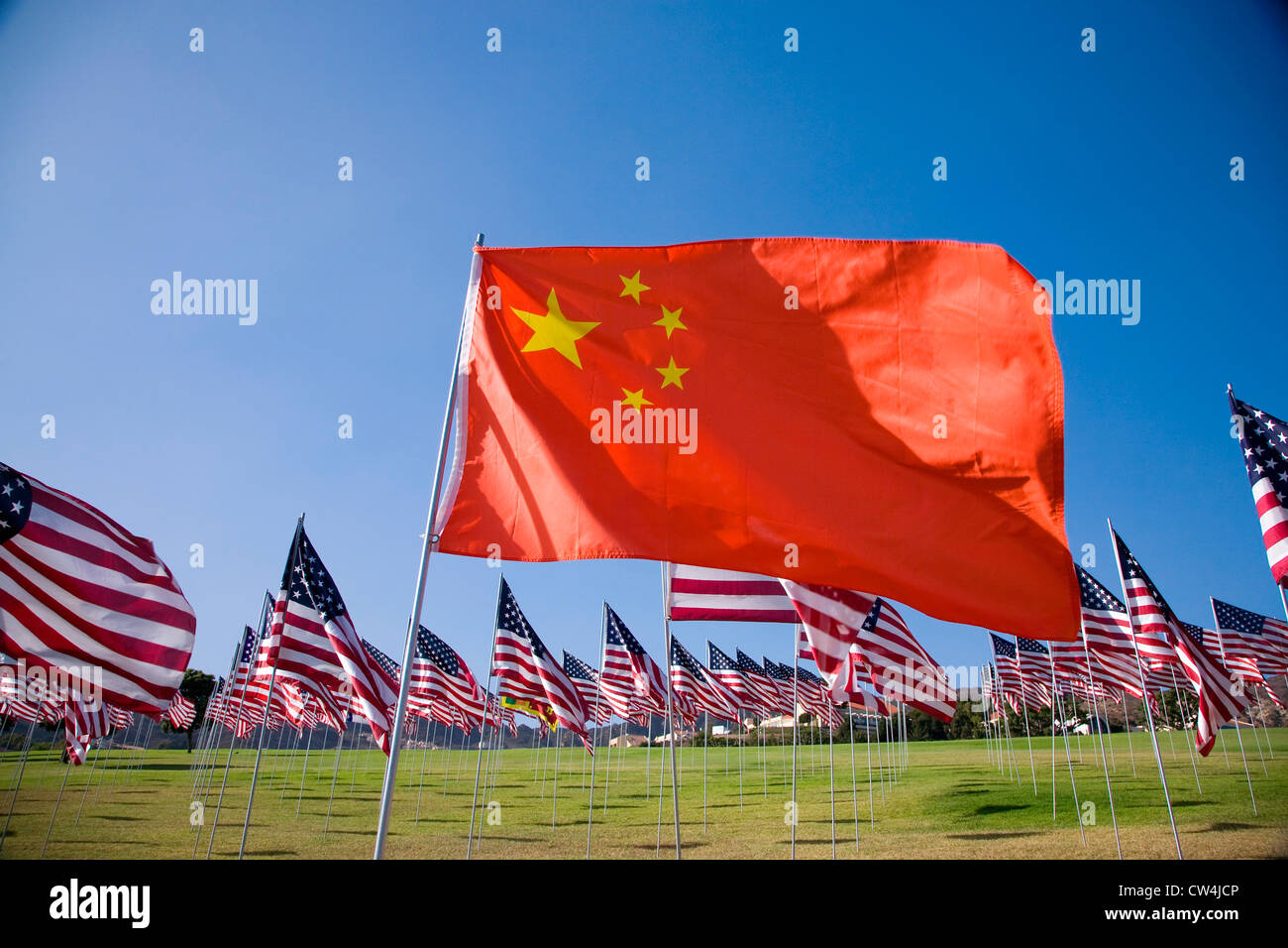 Chinesische Flagge unter 3000 Flaggen, 11. September 2009, Malibu CA Stockfoto